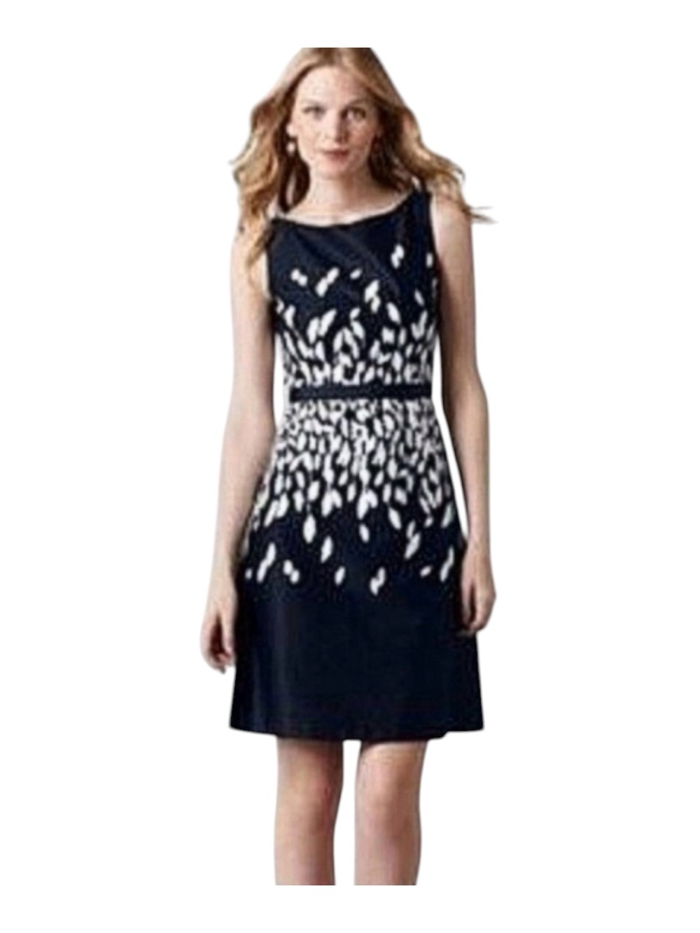 NWOT LOFT Sleeveless Blue Leaf Print Fully Lined Dress - Size 2